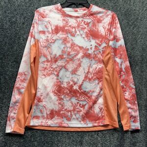 Huk Womens Size M Orange Mossy Oak Fracture Long Sleeve Shirt